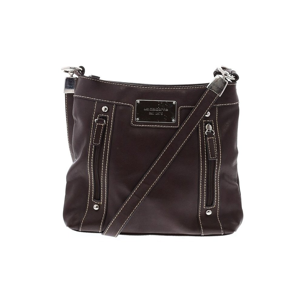 Liz Claiborne Shoulder bag Crossbody Zipper Purse Brown Pebbled Veg Leather Med - Picture 4 of 12